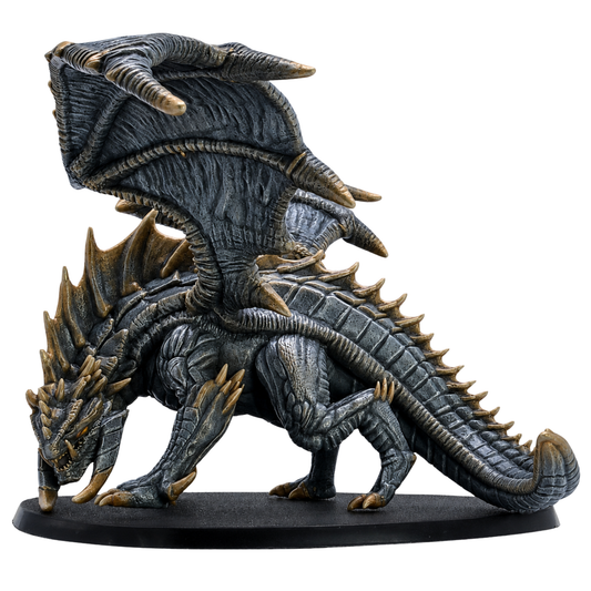 Painted Giant Red Dragon miniature by Epic Miniatures showing a huge winged fantasy dragon on an oval base.
