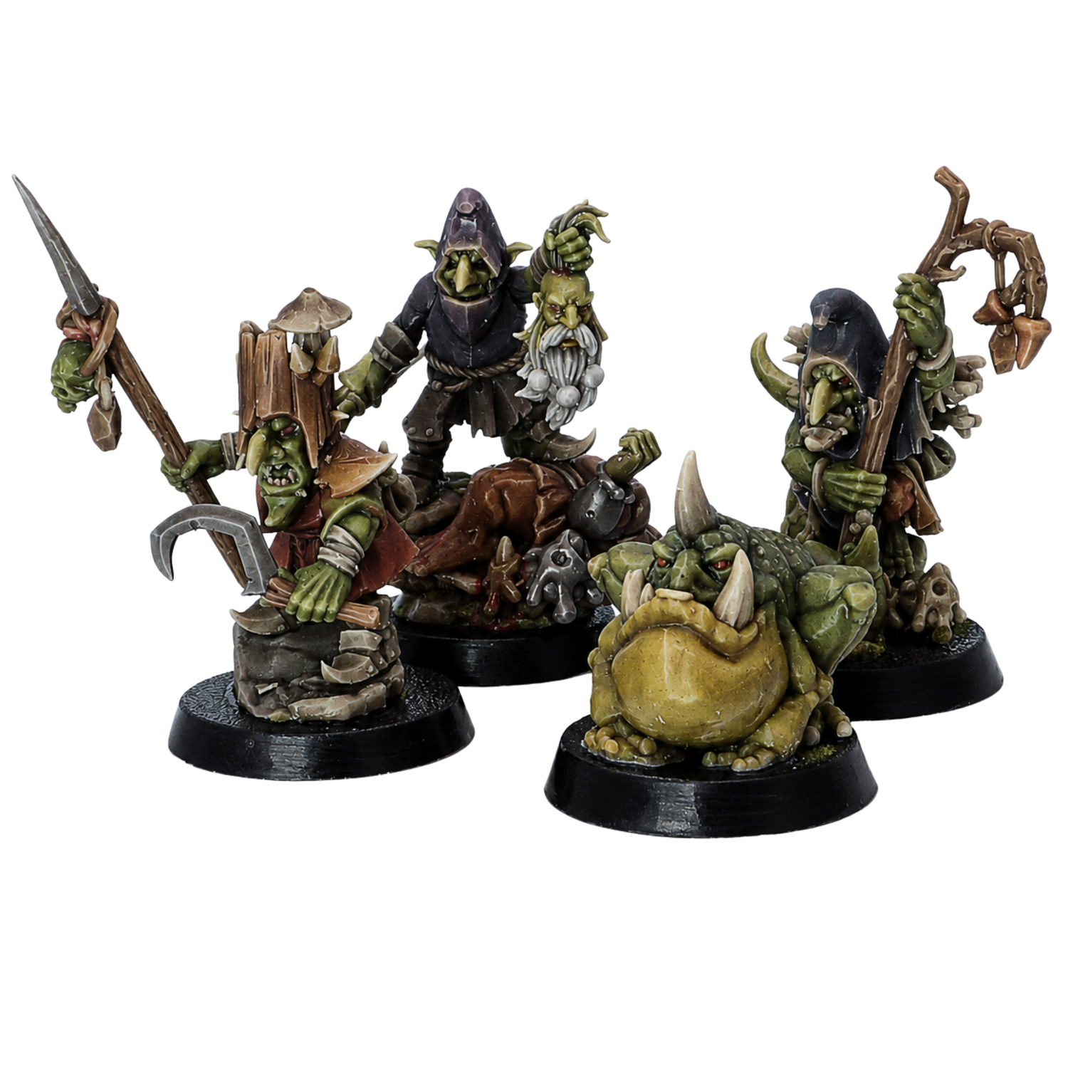 Painted Goblin Characters set of 4 by Forged Terrain showing varied fantasy goblin miniatures.