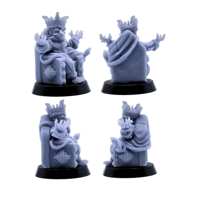 Goblin King miniature seated on a decorated throne wearing a crown and ornate robes.