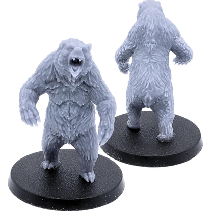 Upright roaring Grizzly Bear miniature shown from the front and rear.