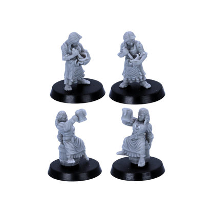 Detailed views of the halfling cook preparing food and brewmaster raising a tankard.