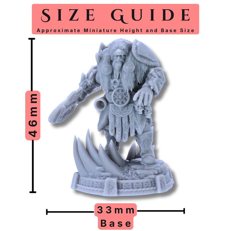 Size guide for Icebjorn Horgast miniature showing approximate 46mm height and 32mm round base.