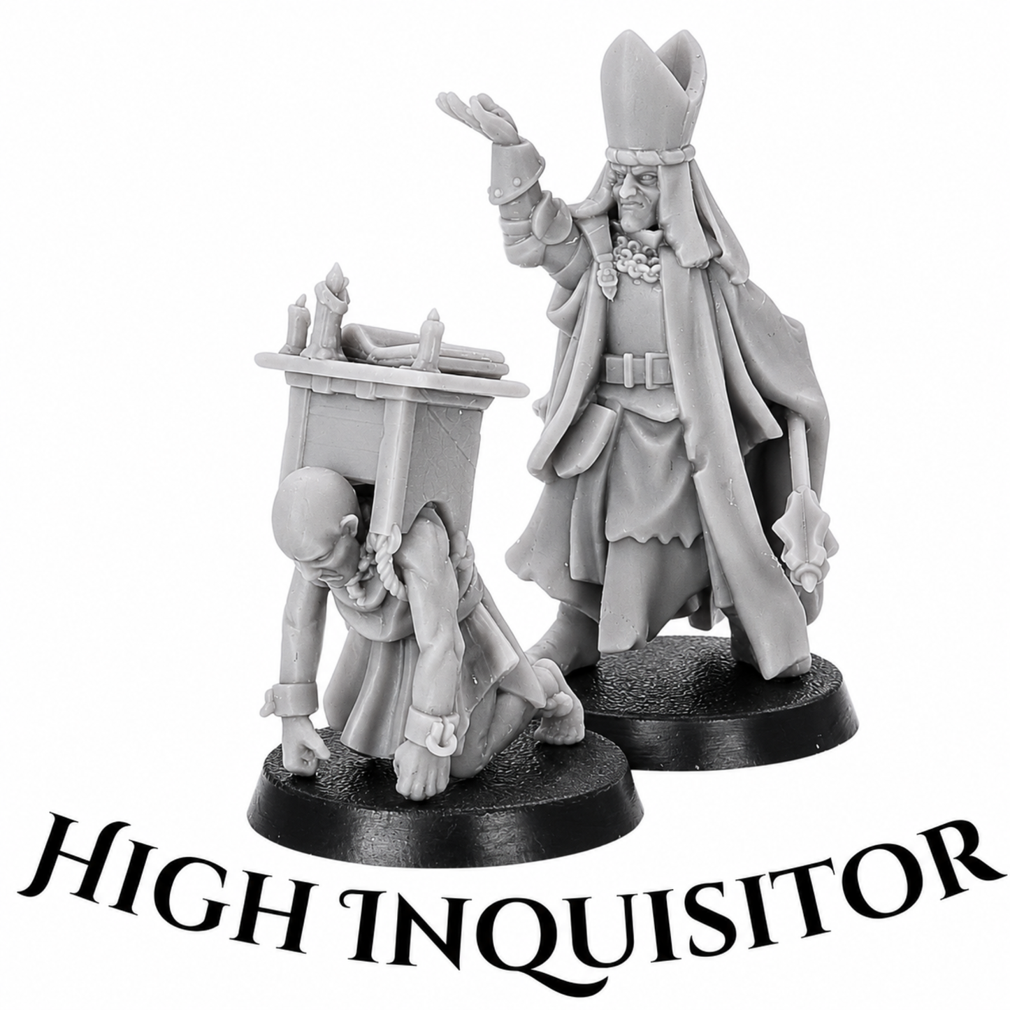 Unpainted Inquisitor Band warband by Highlands Miniatures arranged together on 25mm round bases.