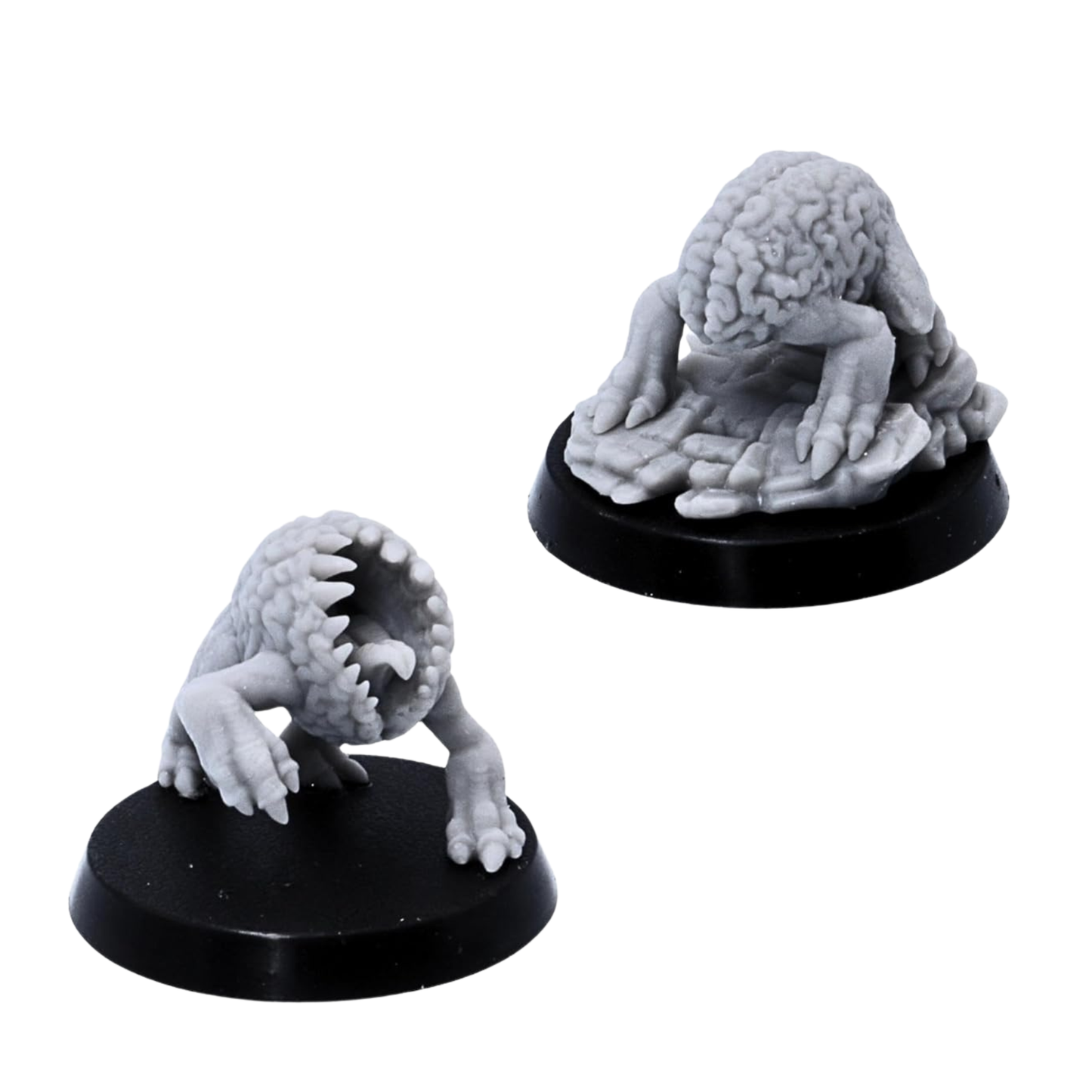 Unpainted Intellect Crawler miniature posed on cracked stone terrain with clawed limbs and brain-like body detail.