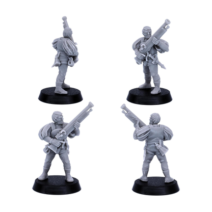 Medieval gunner miniature carrying a large early firearm across the body.