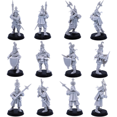 Armoured medieval knight carrying a war hammer over the shoulder shown from multiple angles.
