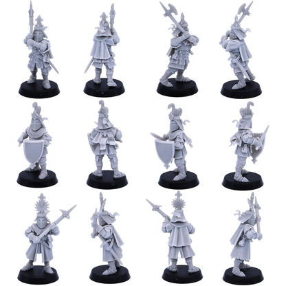 Armoured medieval knight carrying a war hammer over the shoulder shown from multiple angles.