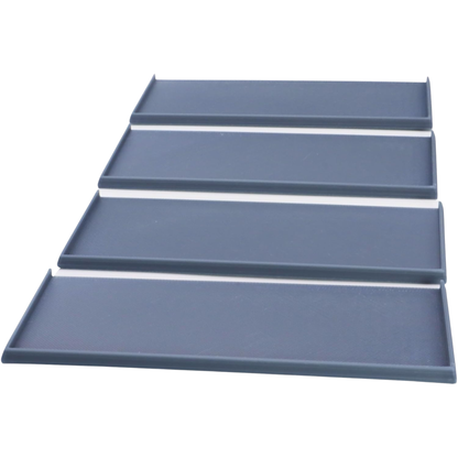 Set of four rectangular miniature movement trays by Forged Terrain arranged on a white background.
