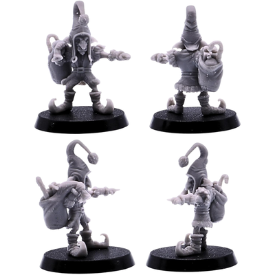 santa Goblin miniature carrying a gift sack and bell in festive fantasy clothing.