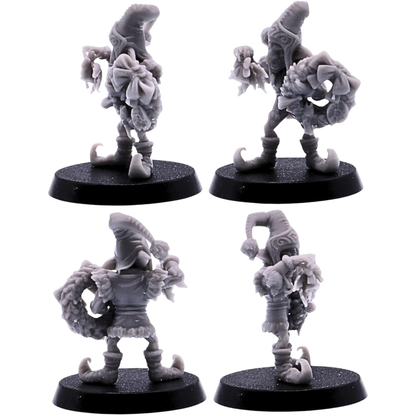 Santa Goblin miniature carrying a decorated Christmas wreath and presents.