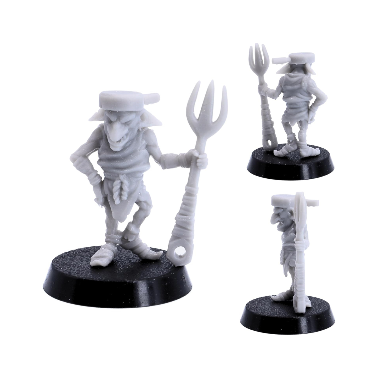 Multiple views of a Tribal Goblin shaman carrying a skull-topped staff and wearing bone decorations.