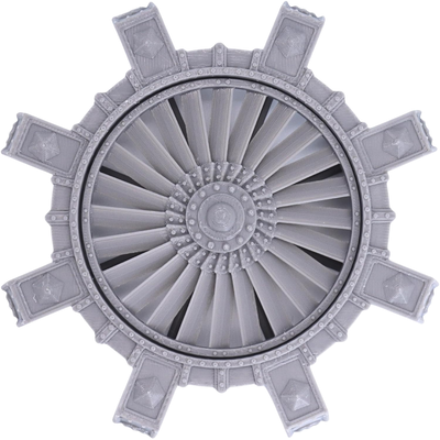 Top view of a 28mm Vent Shaft terrain piece showing the circular turbine fan and eight reinforced perimeter sections.