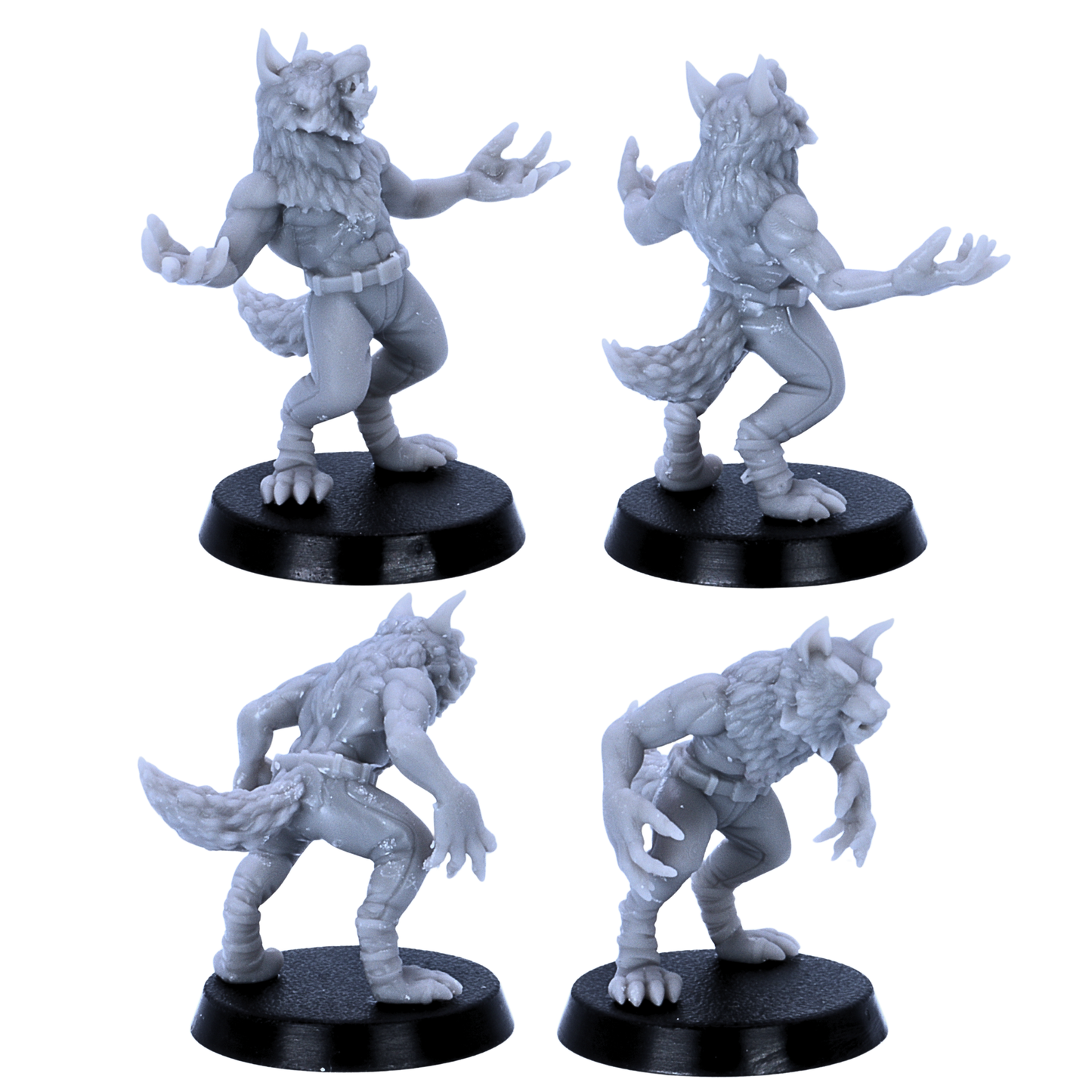 Alt Text: Kyoushuneko Miniatures Werewolf Soldiers shown from front, side and rear angles.