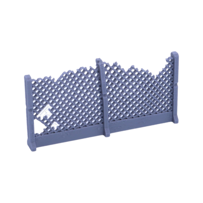 Weathered mesh fence terrain section with holes and damaged wire detailing