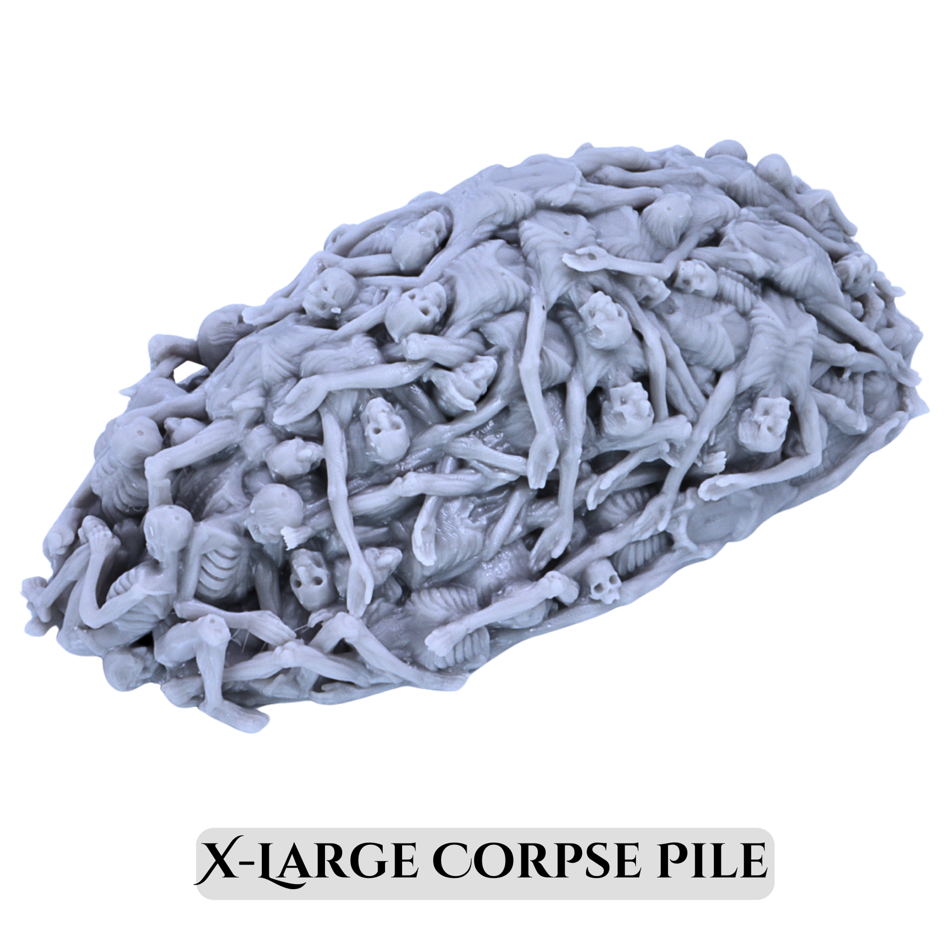 XL Corpse Pile terrain piece by Printable Scenery showing a large mound of skeletons, corpses, skulls, and bones.