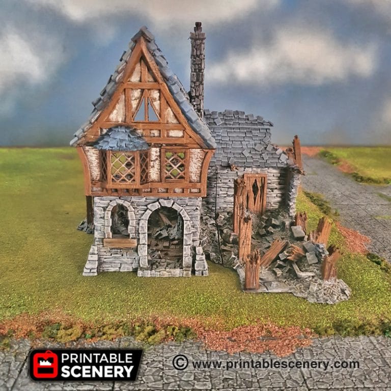 28mm D&D Table Top Ruined Small Cottage DnD Miniature Terrain for Dungeons and Dragons Wargaming 32mm Warhammer 40k Pathfinder