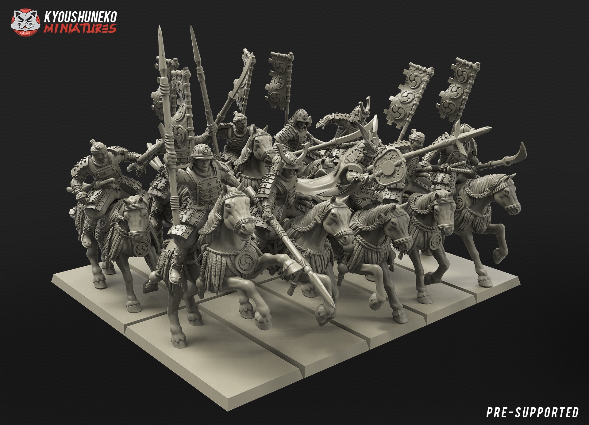 Japanese Samurai Lance Cavalry Unit, Samurai Miniatures Bundle