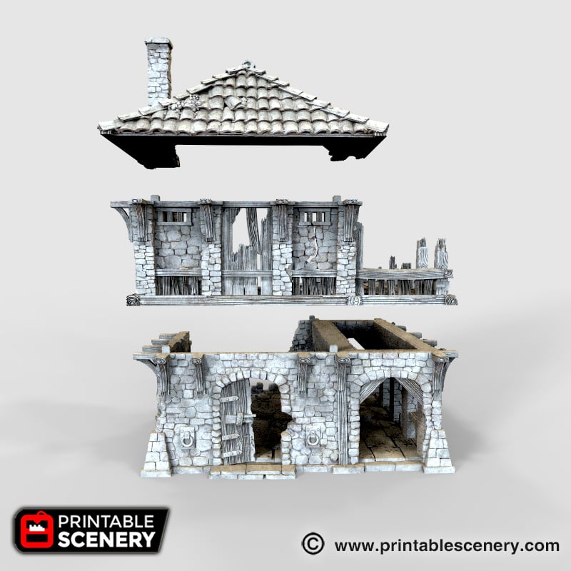 Ruined Warehouse Fantasy Scatter Terrain Model