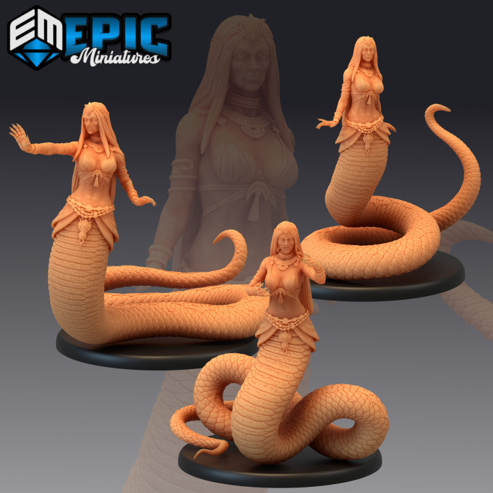 Lamia Bundle Set half snake miniature is a D and d miniatures made by epic miniature