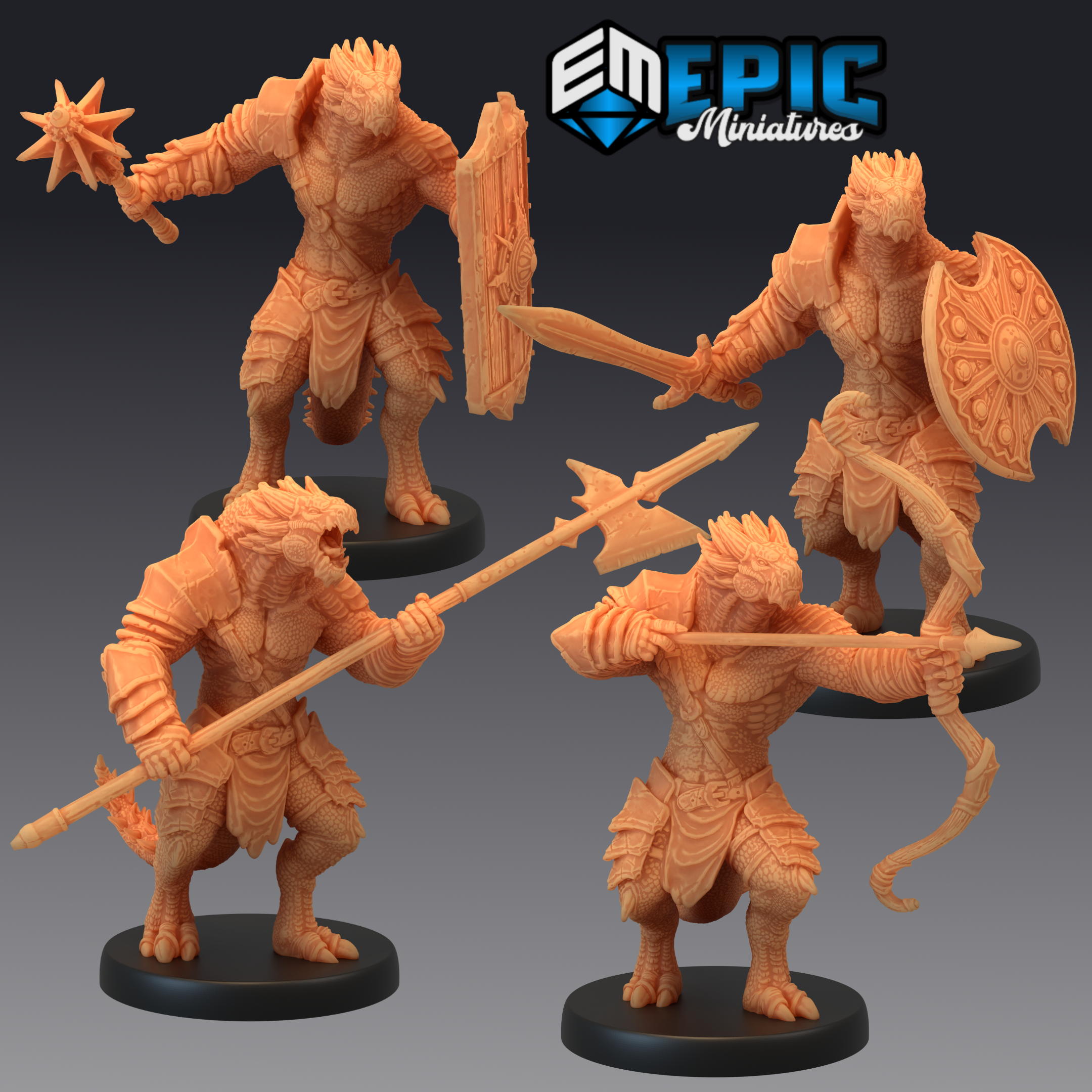 Dragonborn Humanoid Warrior Miniatures