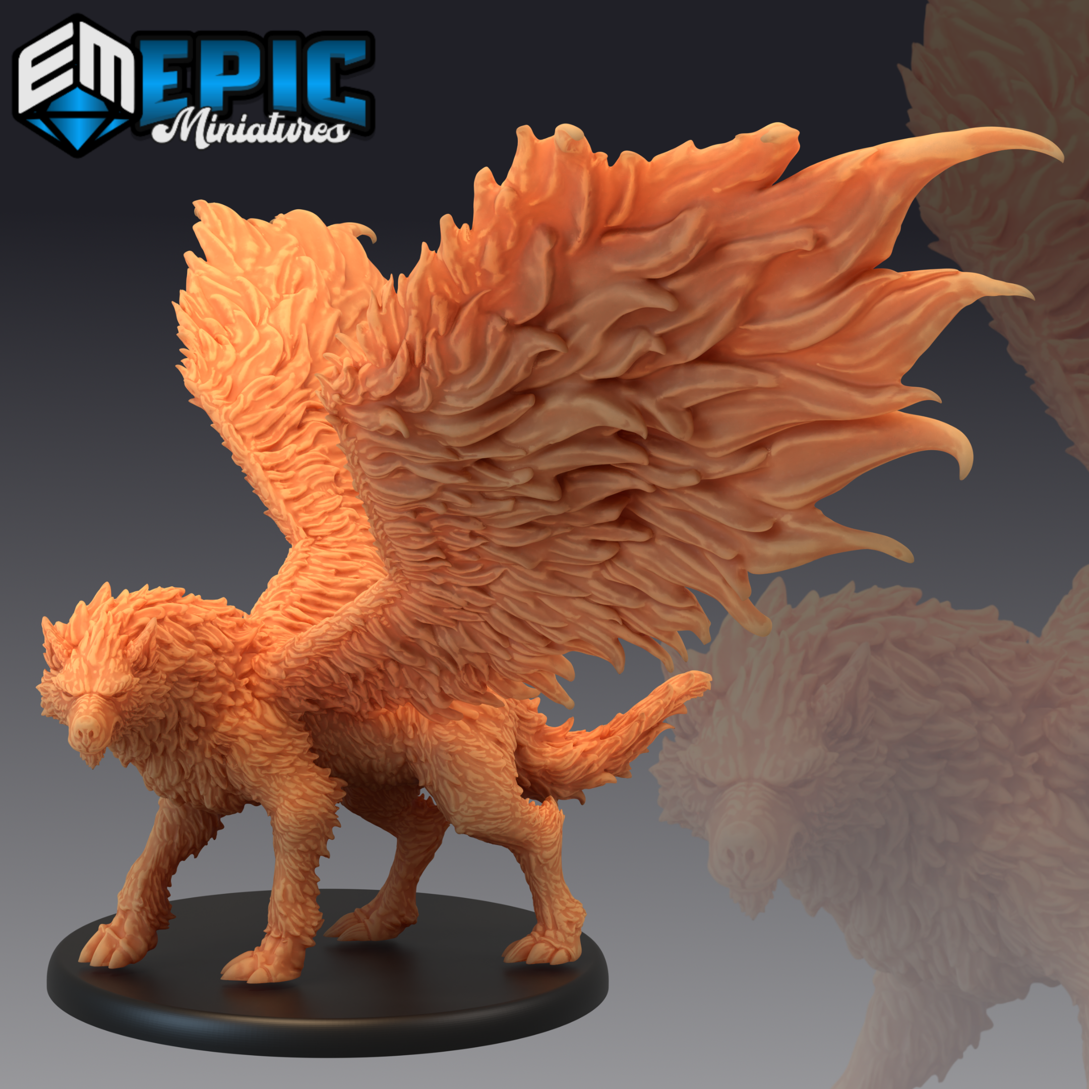 Dire Canine with Wings Designed by Epic Miniatures