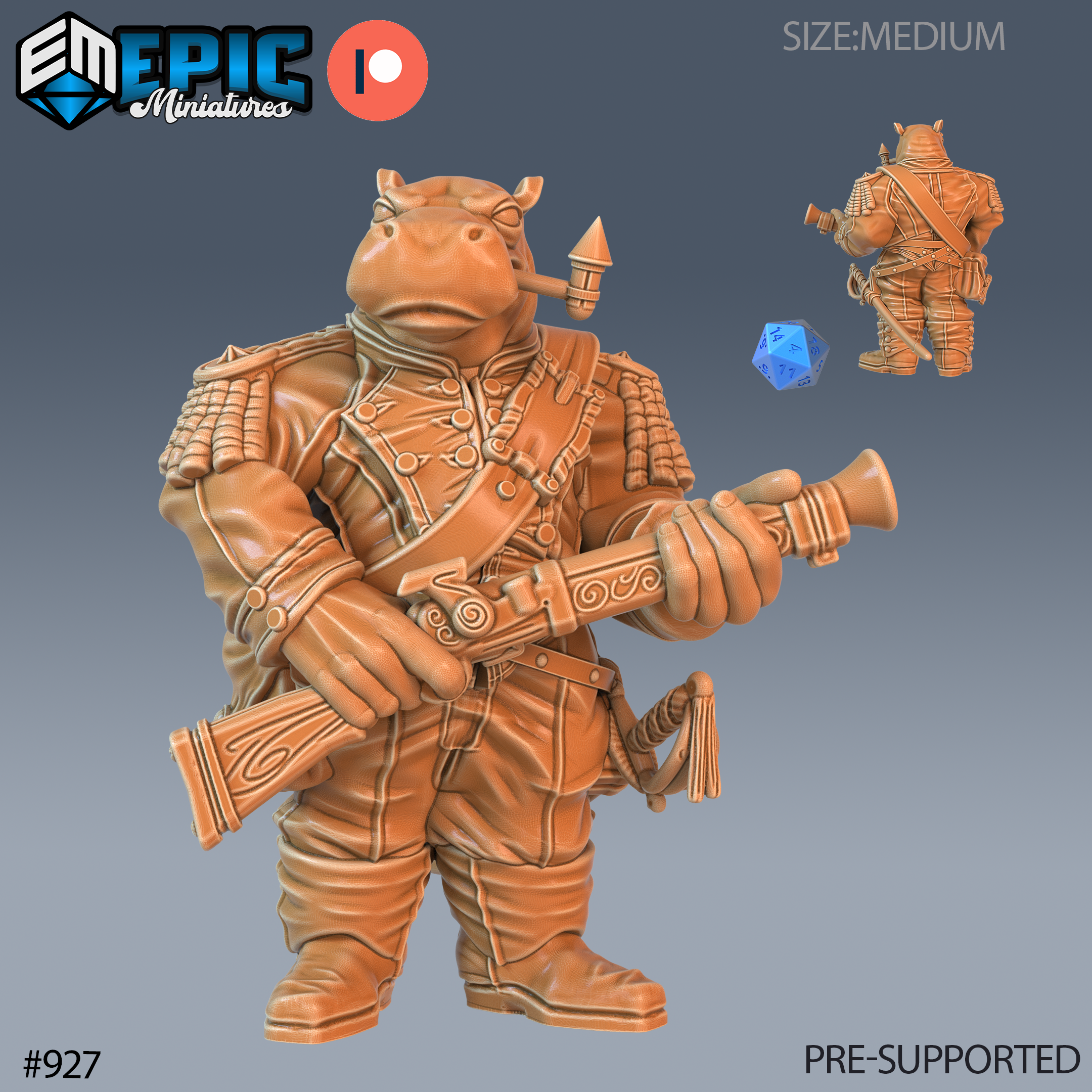 Hippo Soldier Humanoid Miniatures